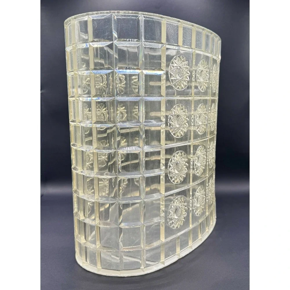 Vintage 1960S Acrylic Lucite Atomic Starburst MCM Clear Oval Trash Can Vanity